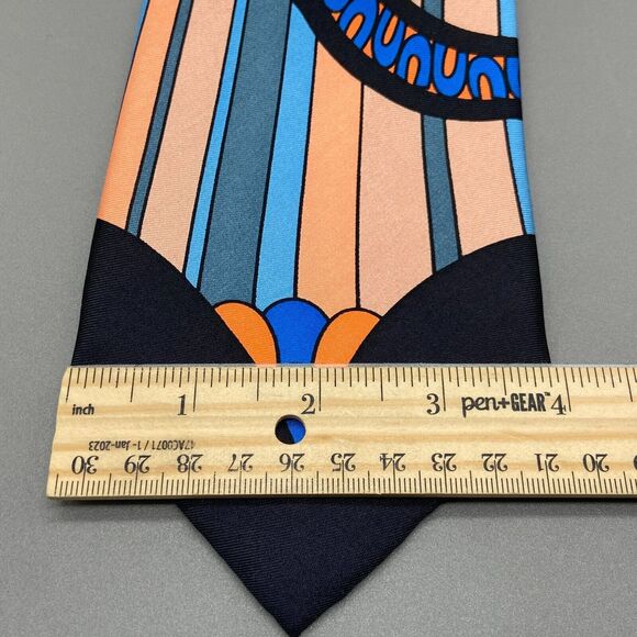 Electric Neckwear Power Ties Abstract Italian Silk Necktie Blue Orange Long 64" - Picture 4 of 7